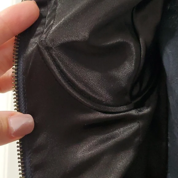 Rachel Rachel Roy Distressed Jacquard Navy Floral Corset Tube Dress with Zipper - Picture 5 of 5